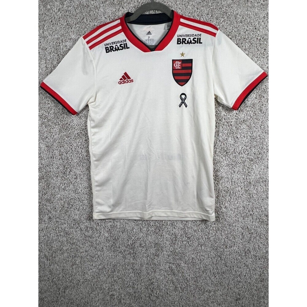 Adidas Flamengo Jersey White Men Soccer Shirt Climalite Brazil USsize S